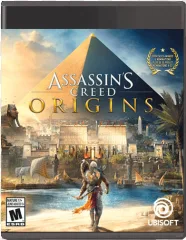 Assassin Creed Origins game cover featuring an Egyptian pyramid on a transparent background.