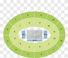 A basketball arena seating chart map is shown on a transparent background.