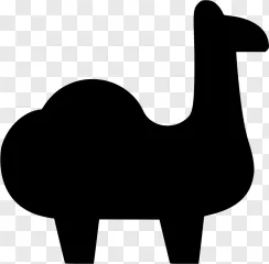 A black camel silhouette icon on a transparent background.