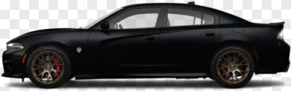 A side view of a black sports sedan shown on a transparent background.
