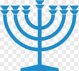 A blue menorah judaica symbol on a transparent background.