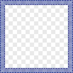 A blue zigzag geometric border frame on a transparent background.