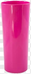 A bright pink plastic tumbler cup shown on a transparent background.