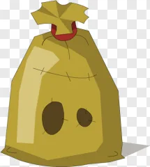 A cartoon burlap sack illustration on a transparent background.