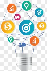 A creative light bulb business concept illustration on a transparent background.