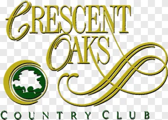 Crescent Oaks Country Club logo with gold text and a green emblem on a transparent background.