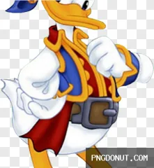 Transparent PNG of Donald Duck in a determined cartoon mage outfit with clenched fists.