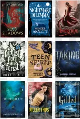 A collage of fantasy book covers on a transparent background.