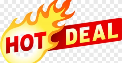 Flaming hot deal on a transparent background, perfect for promotional materials and sales announcements.