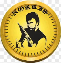 A gold coin featuring a black silhouette of a bearded man on a transparent background.