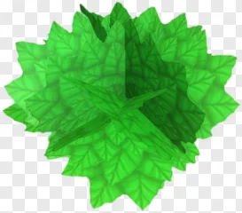 A vibrant green leafy sphere abstract 3D shape on a transparent background.