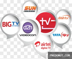 Indian DTH TV service logos graphic collection transparent PNG.