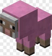 A pink pixelated Minecraft sheep on a transparent background.