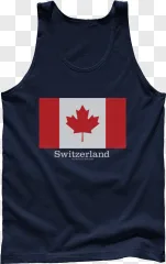 Navy tank top with Canadian flag print on a transparent background.