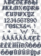Old English Alphabet Letter Set featuring gothic typography on a transparent background.
