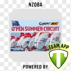 A promotional poster for the O'Pen Summer Circuit sailing event shown on a transparent background.