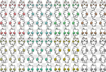 A pixel art white cat sprite sheet displayed on a transparent background.