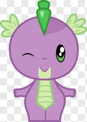 A cute purple dragon character winking on a transparent background.