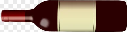 A realistic red wine bottle with a blank cream label on a transparent background.