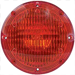 A round red tail light reflector shown on a transparent background.