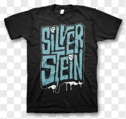 Silverstein grunge skull band t-shirt displayed on a transparent background.