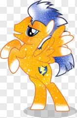 A sparkling pegasus pony standing proudly is shown on a transparent background.