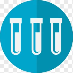 Three white test tubes flat icon shown on a transparent background.