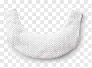 A white quilted baby bib on a transparent background.