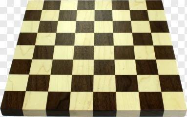 A wooden chessboard game board shown on a transparent background.