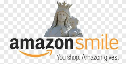Amazon Smile logo with a statue and tagline on a transparent background.