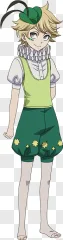 Anime boy character in a green hat and outfit on a transparent background.