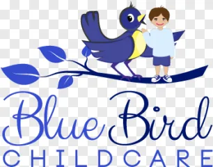 A cartoon logo of a boy and a blue bird on a branch on a transparent background.