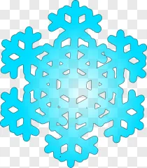 A blue snowflake winter holiday symbol on a transparent background.