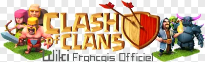 Clash of Clans logo and game characters shown on a transparent background.