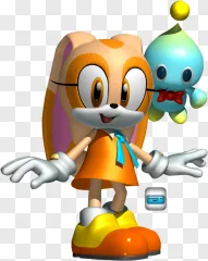 3D rendered Cream the Rabbit and Chao character on a transparent background.