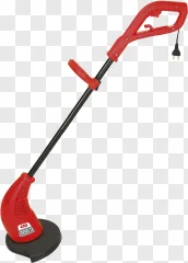 An electric grass trimmer yard tool shown on a transparent background.