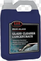 A glass cleaner concentrate plastic jug stands isolated on a transparent background.