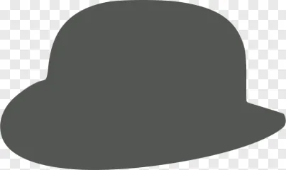 A minimalist gray fedora hat silhouette on a transparent background.