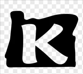 A minimalist letter K black outline monogram is displayed on a transparent background.