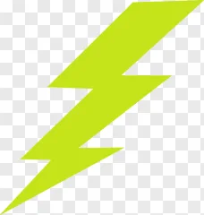 A vibrant lime lightning bolt icon on a transparent background.