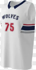 A white Minnesota Wolves basketball jersey with the number 75 on a transparent background.