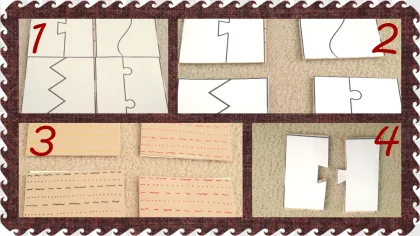 Numbered paper puzzle piece templates on a transparent background.