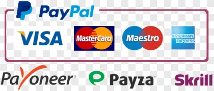 A collection of online payment method logos on a transparent background.