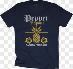 Pepper Hawaii pineapple graphic t-shirt featuring tropical flowers on a transparent background.