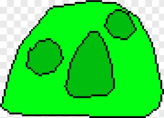 Pixel art green slime monster on a transparent background.