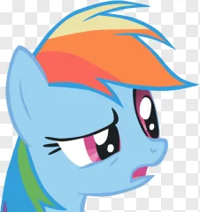 Rainbow Dash cartoon character portrait on a transparent background.