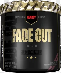 Redcon1 Fade Out sleep formula supplement tub shown on a transparent background.