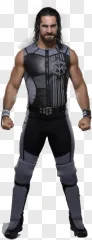 Seth Rollins in black and grey wrestling attire on a transparent background.