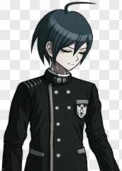 Shuichi Saihara anime character wearing a dark uniform on a transparent background.