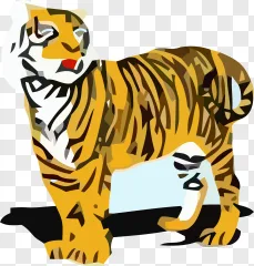 Stylized geometric tiger illustration on a transparent background.